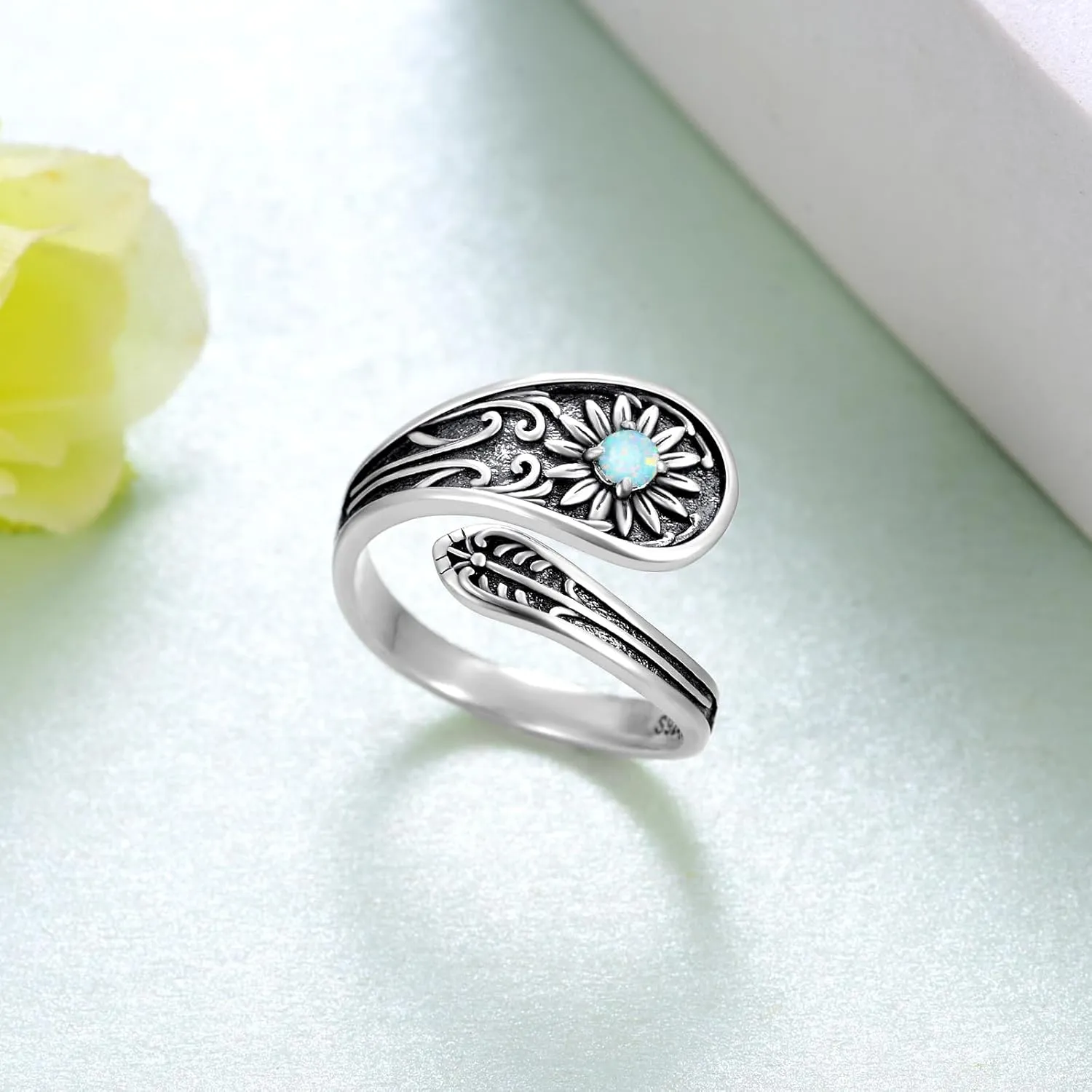 Spoon Ring for Women 925 Sterling Silver Daisy/Heart/Witches Knot/Western/Butterfly Adjustable Rings Vintage Thumb Rings Jewelry Gifts for Women