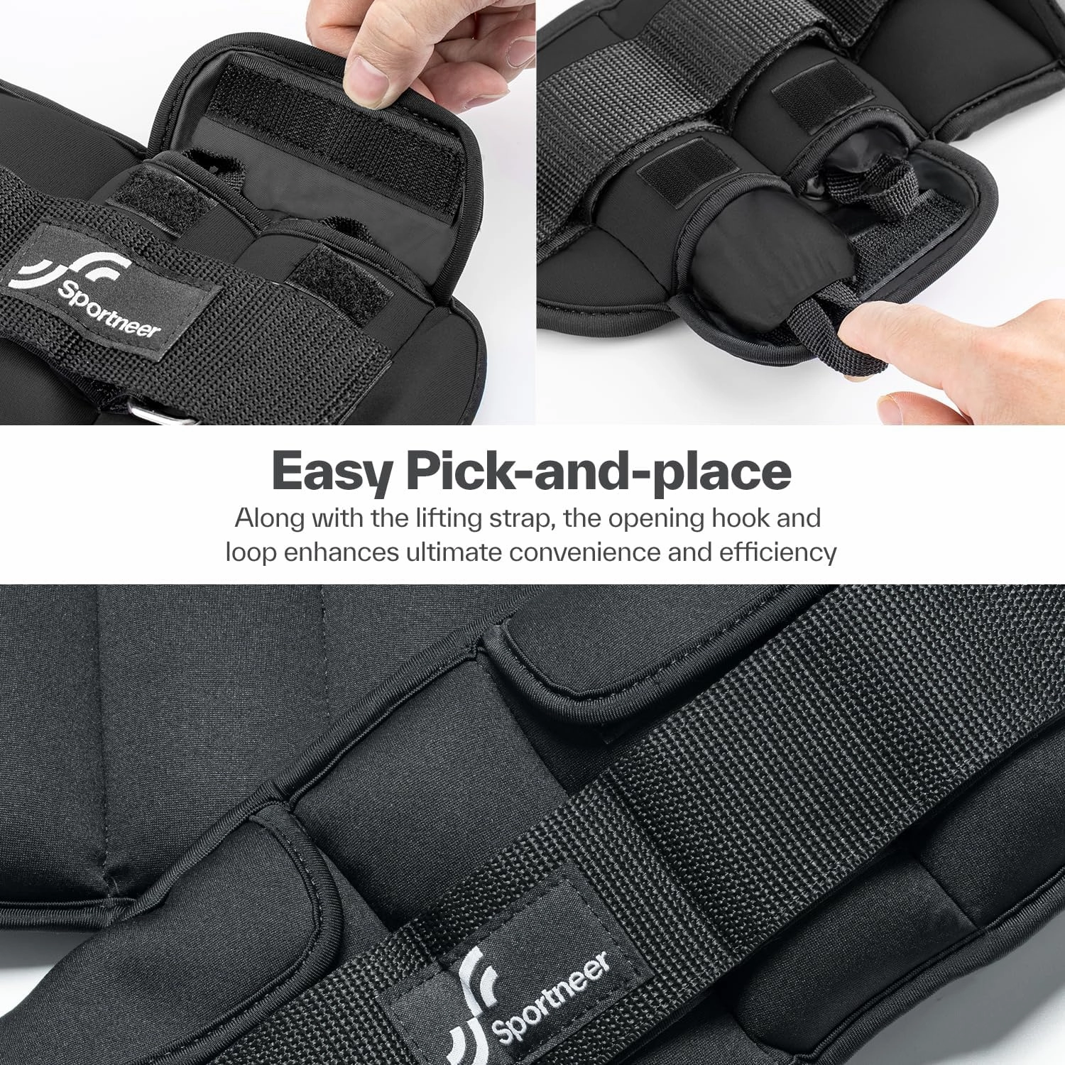 Sportneer Adjustable Ankle Weights for Women and Men：1 Pair 1 2 3 4 6 7 8 10 lbs Upgraded Easily Adjustable Leg Weight, Weighted Wrist Weight Strap for Gym, Fitness, Workout, Walking, Dancing