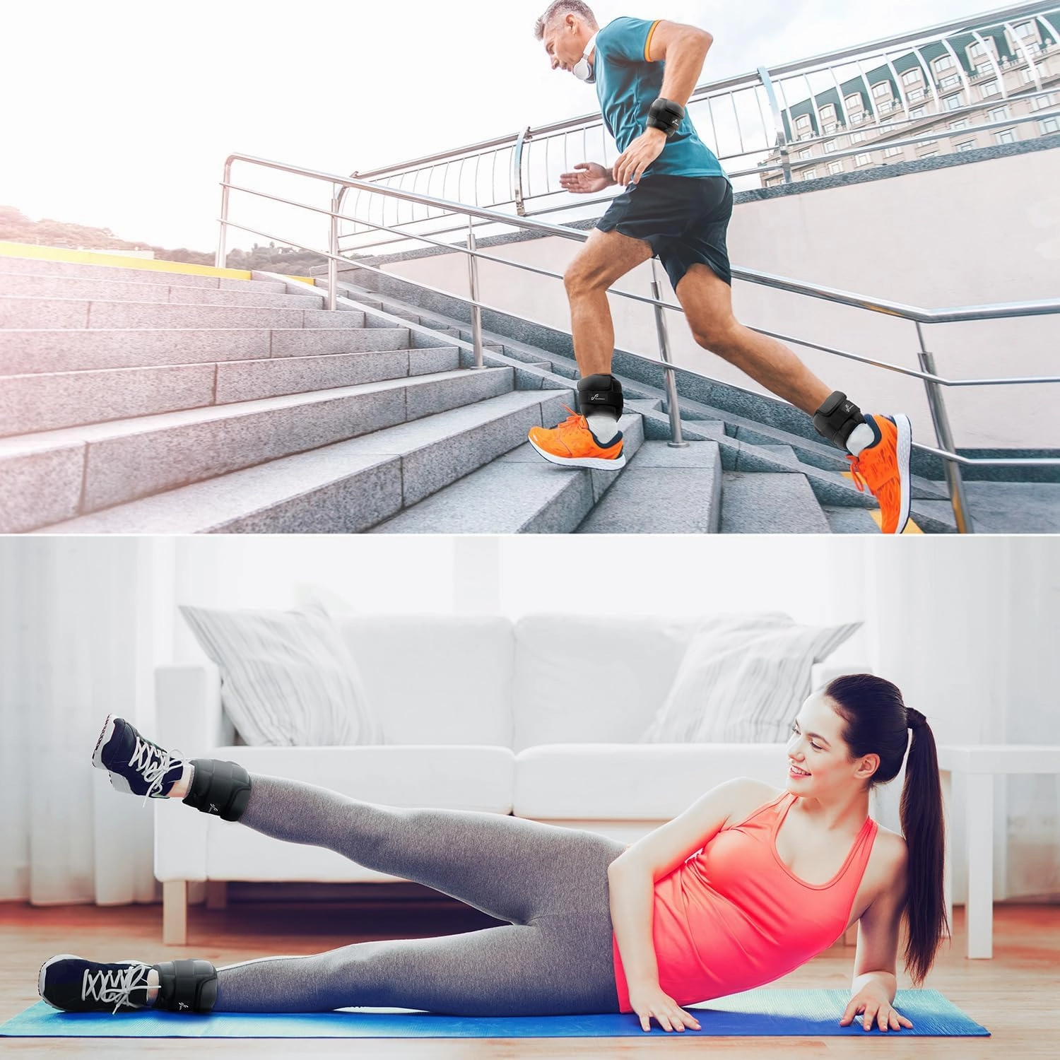 Sportneer Adjustable Ankle Weights for Women and Men：1 Pair 1 2 3 4 6 7 8 10 lbs Upgraded Easily Adjustable Leg Weight, Weighted Wrist Weight Strap for Gym, Fitness, Workout, Walking, Dancing