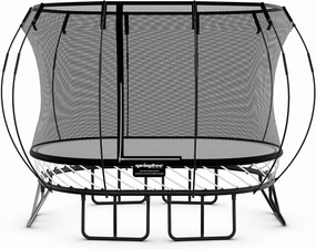 Springfree Outdoor Compact Oval Trampoline with FlexiNet Enclosure and Soft Edge Jumping Mat