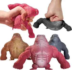 Squishy Monkey Stretch Gorilla Toy - 3Pack of Big Sensory Monkey Stretchy Toys，Stress Relief Splat Gorilla Figures for Autism ,Funny Animal Squishy Gorilla Toys Kids and Adults Easter Stuffers