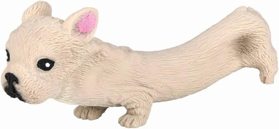 Squishy Stretchy Bulldog (2.5" to 6.5") Rubber Fidget Sensory Toy Filled with Sand. Great Stress Relief Dog Toy for Kids, Adults and Pets. (4 Bulldogs - Tan & Brown Color)