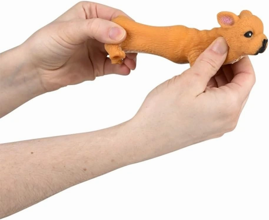 Squishy Stretchy Bulldog (2.5" to 6.5") Rubber Fidget Sensory Toy Filled with Sand. Great Stress Relief Dog Toy for Kids, Adults and Pets. (4 Bulldogs - Tan & Brown Color)