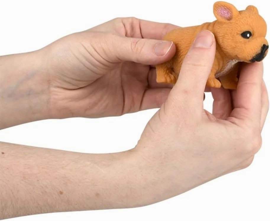 Squishy Stretchy Bulldog (2.5" to 6.5") Rubber Fidget Sensory Toy Filled with Sand. Great Stress Relief Dog Toy for Kids, Adults and Pets. (4 Bulldogs - Tan & Brown Color)
