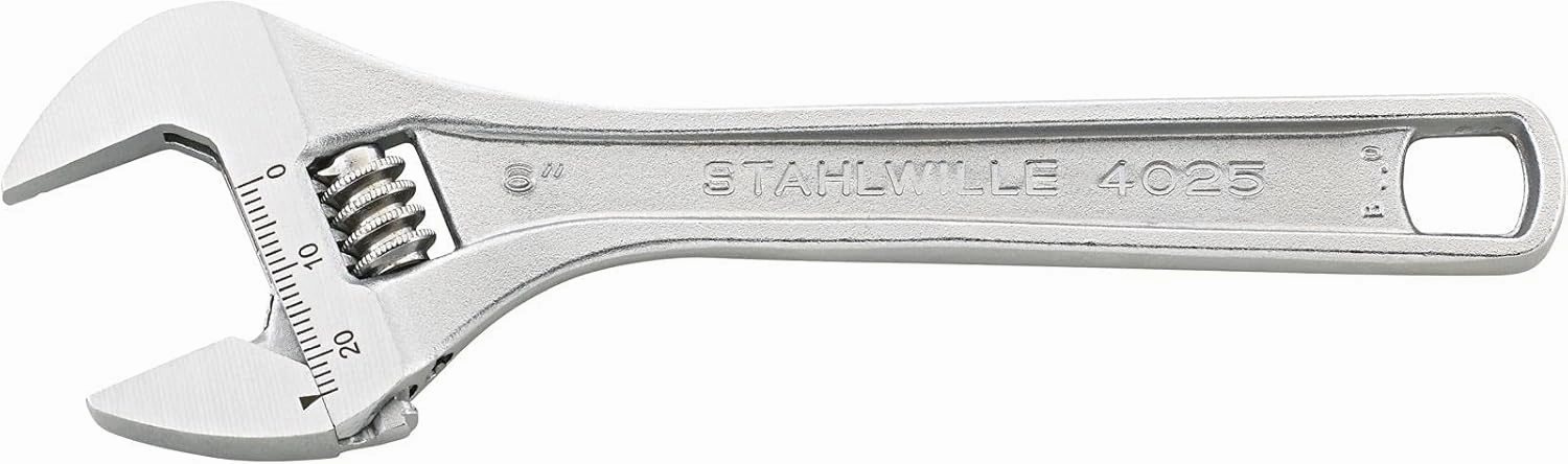 Stahlwille 40250108 Single-end Wrench (Spanner), Adjustable, Right-handed, Made from Chrome Vanadium & Chrome-plated, with 22.5-Degree Jaw Offset, Size 8, Max. Size 30 mm, L. 207 mm