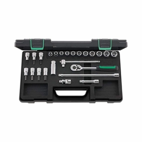 Stahlwille 96021236 3/8" Bi-Hex Socket Set, 24 Pieces, Hex Screwdriver Sockets & Ratchet, ABS Plastic Case, Heavy-Duty, Precise, Made in Germany