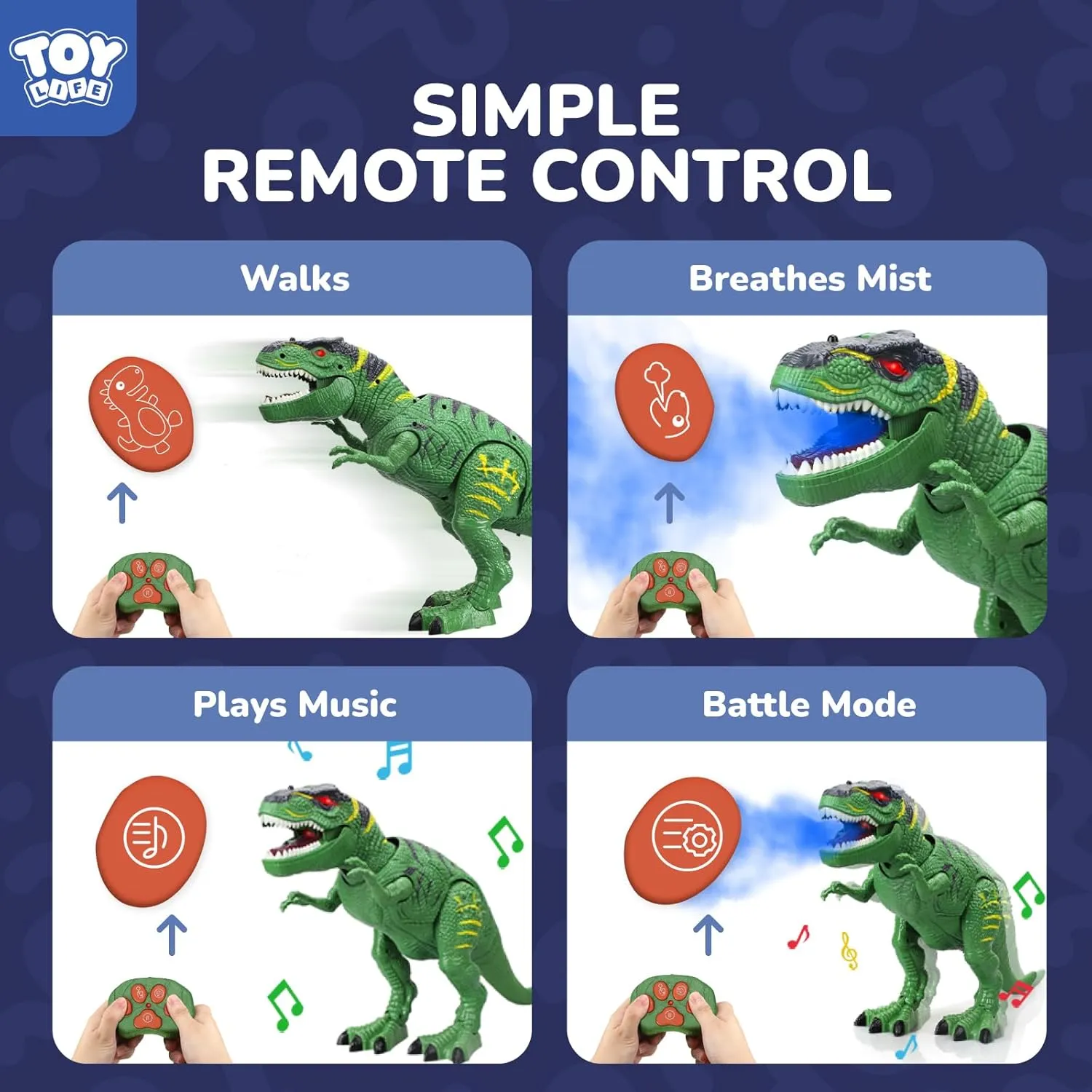 STEAM Life Remote Control Dinosaur Toys for Kids 3-5 5-7, Light Up & Realistic Roaring Sound, T rex Dinosaur Robot Toy for Boys & Girls (Green)