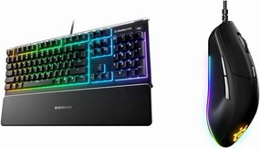 SteelSeries Apex 3 RGB Gaming Keyboard – 10-Zone RGB Illumination – IP32 Water Resistant – Premium M with Rival 3 Gaming Mouse