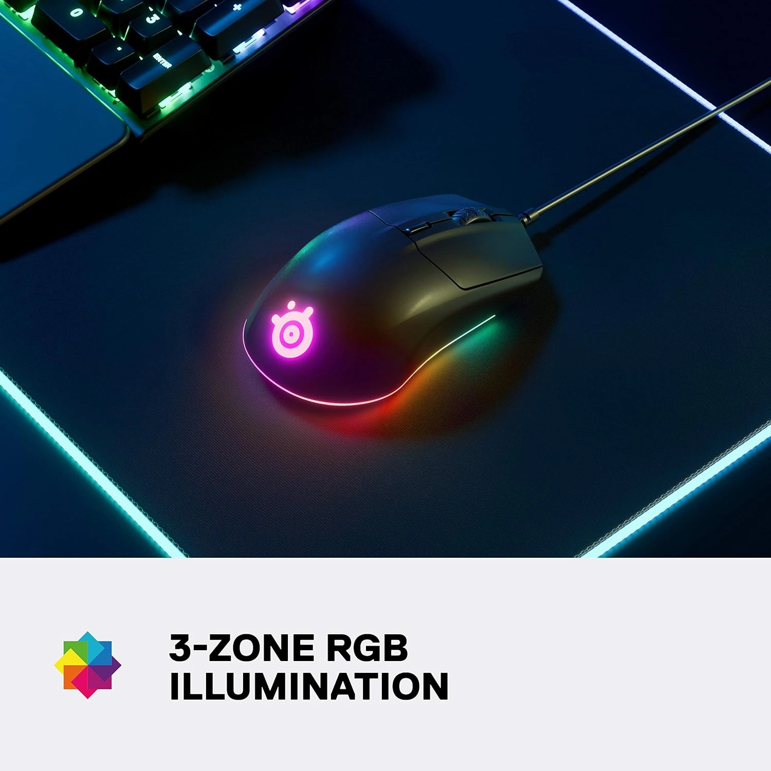 SteelSeries Rival 3 Gaming Mouse - 8,500 CPI TrueMove Core Optical Sensor - 6 Programmable Buttons - Split Trigger Buttons - Brilliant Prism RGB Lighting, Ergonomic, Black (Pack of 2)