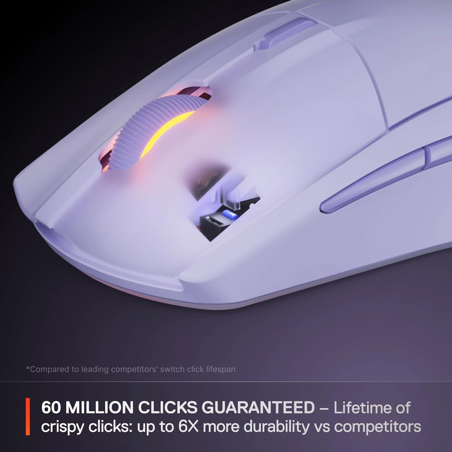 SteelSeries Rival 3 Wireless Gen 2 Gaming Mouse — 2.4GHz and Bluetooth — 18000 DPI TrueMove Air Optical Sensor — 60 Million Click Durability — Light-Weight — 100% PTFE Feet — Lavender