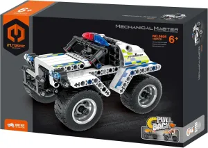 STEM Car Building Kit - Pull-Back Police Car, 199 Pcs DIY Building Block Set, Age 6 , Learning Engineering Construction Toy