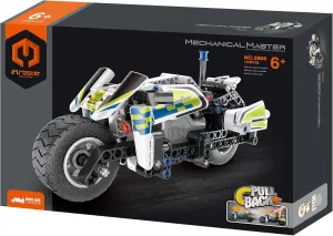 STEM Car Toy Building Toy Gift for Age 6 , Pull-Back Police Motorbike Building Block Take Apart Toy, 193 Pcs DIY Building Kit, Learning Engineering Construction Toys