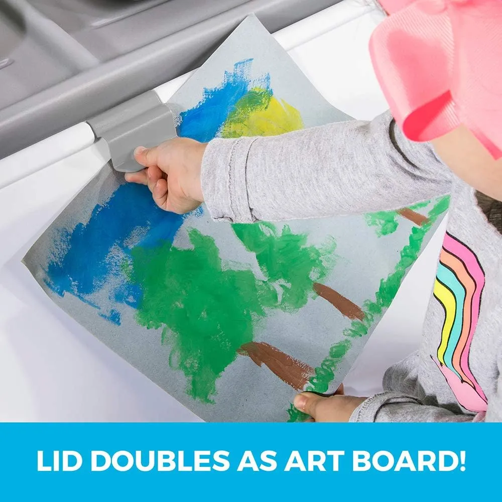 Step2 2-in-1 Toy Box & Art Lid, Kids Toy Storage Bin & Organizer, Easel & Chest in One, Made of Durable Plastic, For Toddlers 2  Years Old, Gray