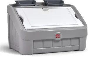 Step2 2-in-1 Toy Box & Art Lid, Kids Toy Storage Bin & Organizer, Easel & Chest in One, Made of Durable Plastic, For Toddlers 2  Years Old, Gray