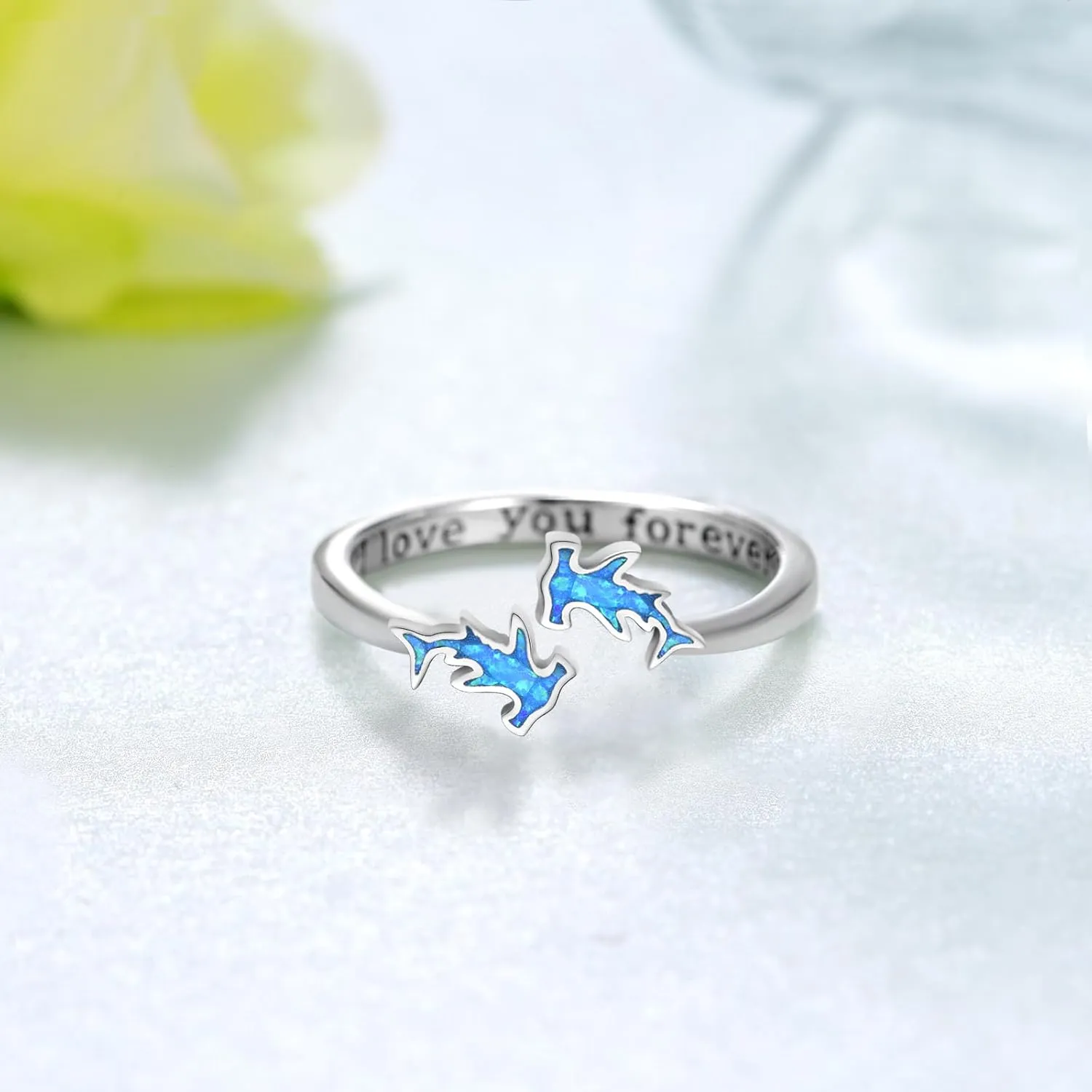 Sterling Silver Hammerhead Shark Ring - Adjustable Cute Animal Jewelry for Women - Shark Lovers Gifts