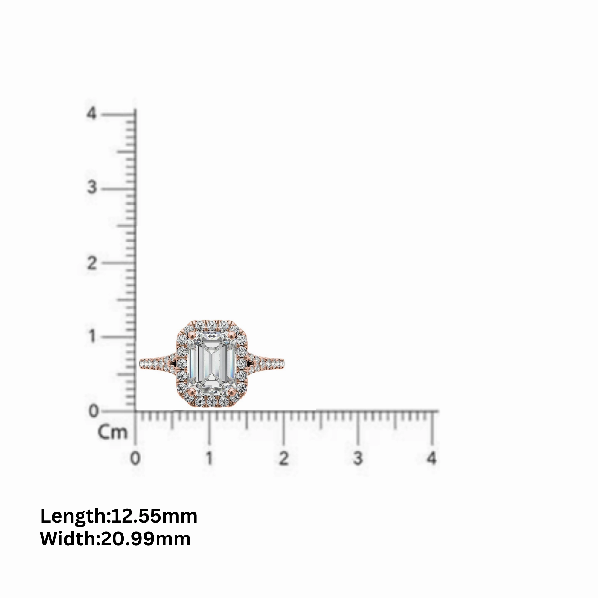 Sterling Silver Emerald Cut Halo Adjustable Elegant Bridal Rose Gold Ring Perfect for Engagement