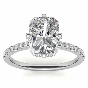 Sterling Silver Radiant-Cut Center Stone Adjustable  Engagement  White Gold Ring Perfect for  Special Occasions