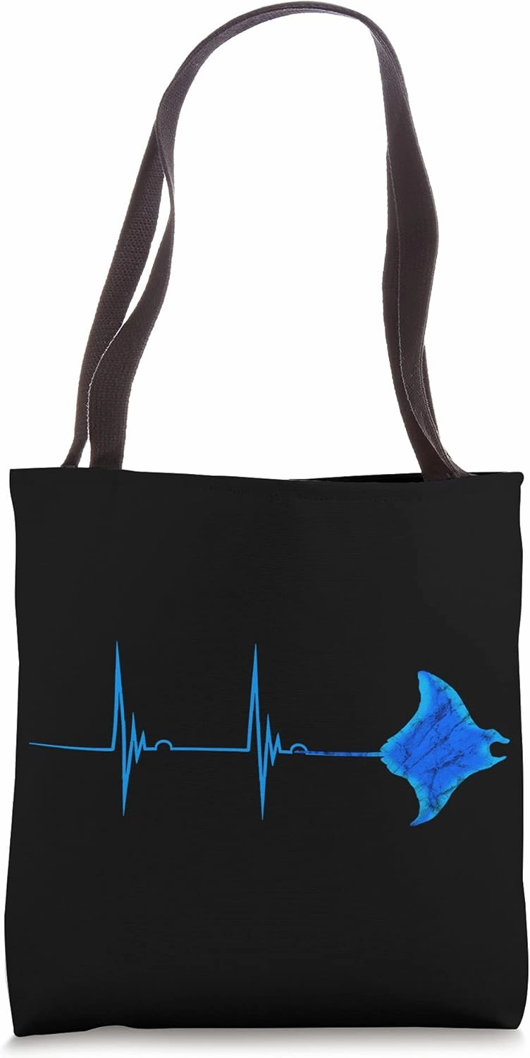 Stingray Manta Ray Heartbeat EKG Pulse Sea Animals Tote Bag