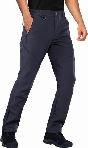 Stlight Mens Snow Ski Water Repellent Softshell Pants for Winter Hiking Fleece Lined Bottom Leg Zipper with 6 Zip Pockets