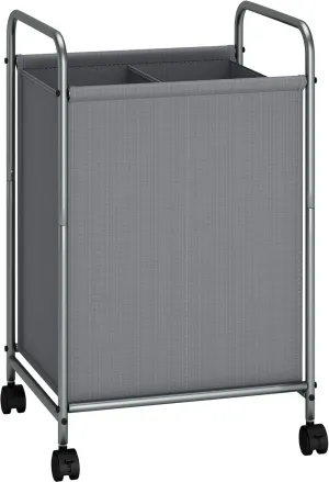 STORAGE MANIAC Rolling Laundry Hamper, 100L Laundry Basket with Lockable Wheels, Double Laundry Sorter Cart, 2 Bag Laundry Separator Hamper, Dirty Clothes Laundry Divider Hamper, 2 Section Gray