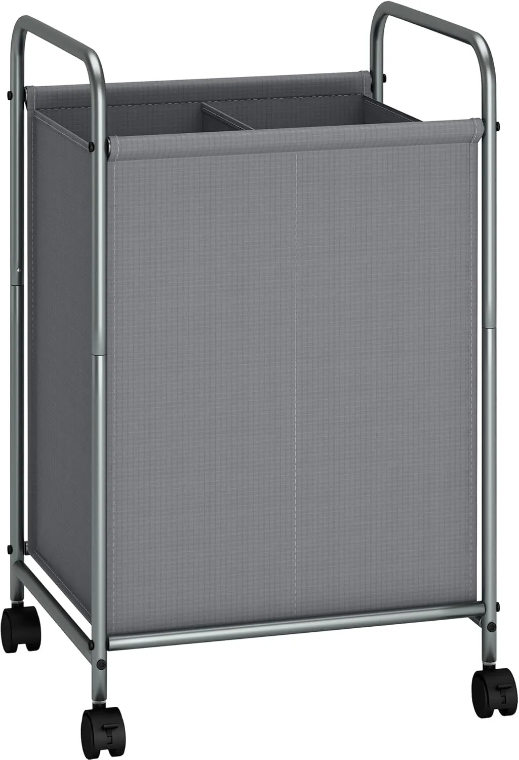 STORAGE MANIAC Rolling Laundry Hamper, 100L Laundry Basket with Lockable Wheels, Double Laundry Sorter Cart, 2 Bag Laundry Separator Hamper, Dirty Clothes Laundry Divider Hamper, 2 Section Gray