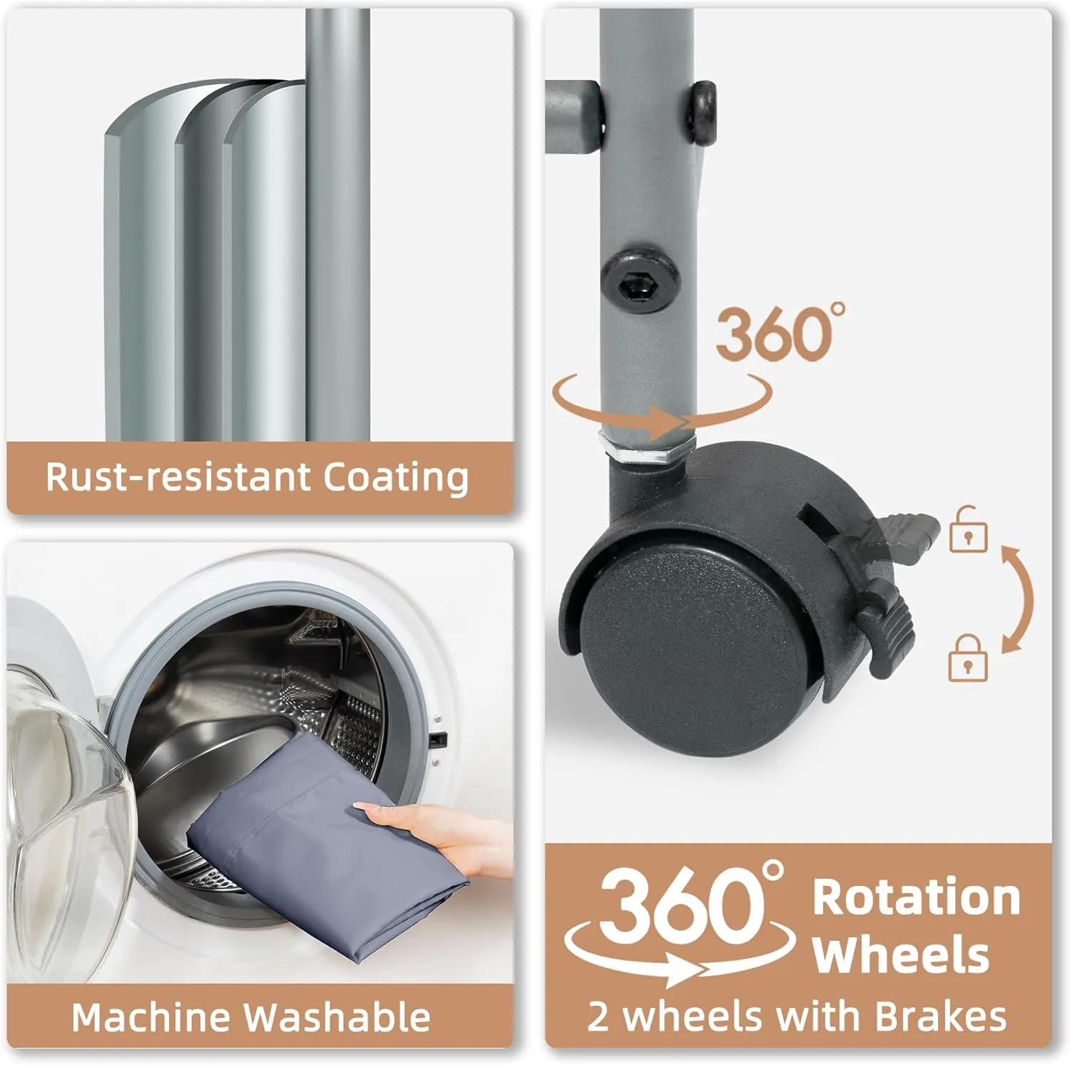 STORAGE MANIAC Rolling Laundry Hamper, 100L Laundry Basket with Lockable Wheels, Double Laundry Sorter Cart, 2 Bag Laundry Separator Hamper, Dirty Clothes Laundry Divider Hamper, 2 Section Gray