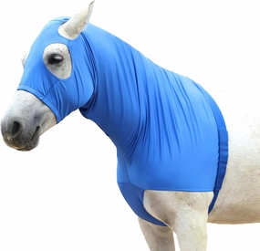 Stretch Horse Slinky Hood Spandex Mane Stay Hoods with Zipper Blue Medium