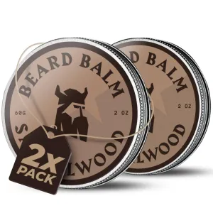 Striking Viking Beard Balm for Men – Light Hold, Sandalwood, 2 Oz, Pack of 2- Leave-in Beard Conditioner with Shea Butter, Tea Tree, Argan & Jojoba Oils - Smooth, Shape & Moisturize Coarse Facial Hair