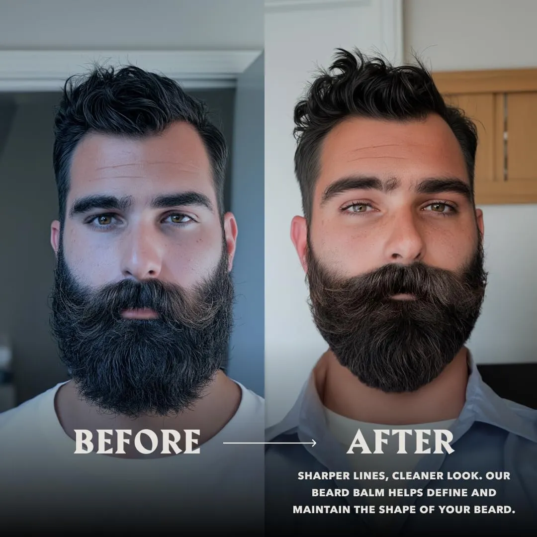 Striking Viking Beard Balm for Men – Light Hold, Sandalwood, 2 Oz, Pack of 2- Leave-in Beard Conditioner with Shea Butter, Tea Tree, Argan & Jojoba Oils - Smooth, Shape & Moisturize Coarse Facial Hair