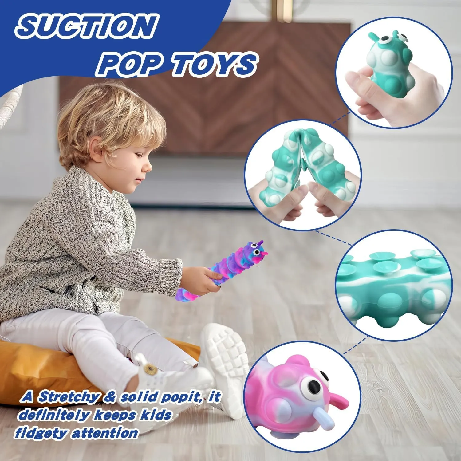 Suction Pop Fidget Toy, Relax and Pressure Relief Toys, 3D Squeeze Anti-Pressure Popper Sensory Toys for Kids and Adults(Purple & Pink)