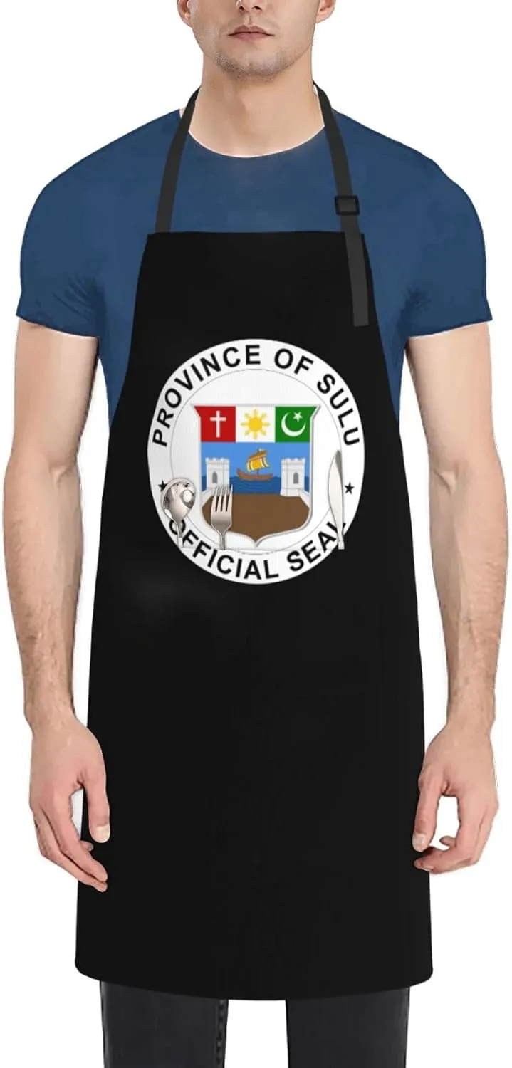 Sulu Province Seal Aprons With Pockets Waterproof Work Apron Creative Gifts