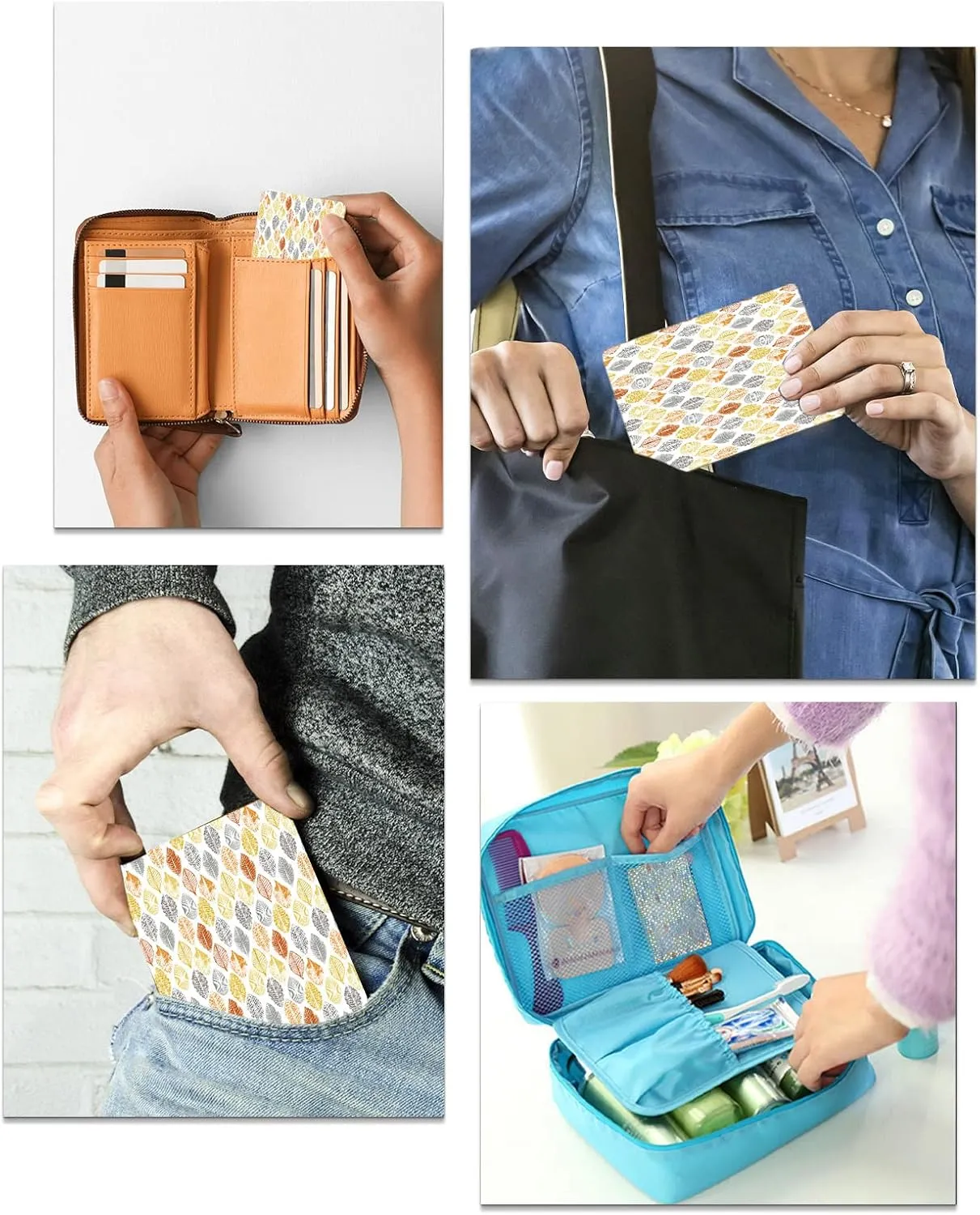 Summer Fall Leaf Small Compact Mirror for Purse, Summer Fall Leaf Travel Makeup Mirror for Women Men, Rectangular Handheld Compact Pocket Mirror 2 PCS