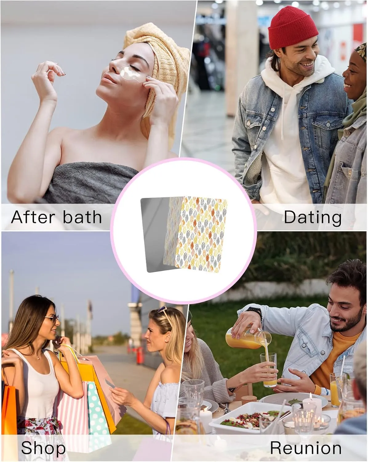 Summer Fall Leaf Small Compact Mirror for Purse, Summer Fall Leaf Travel Makeup Mirror for Women Men, Rectangular Handheld Compact Pocket Mirror 2 PCS