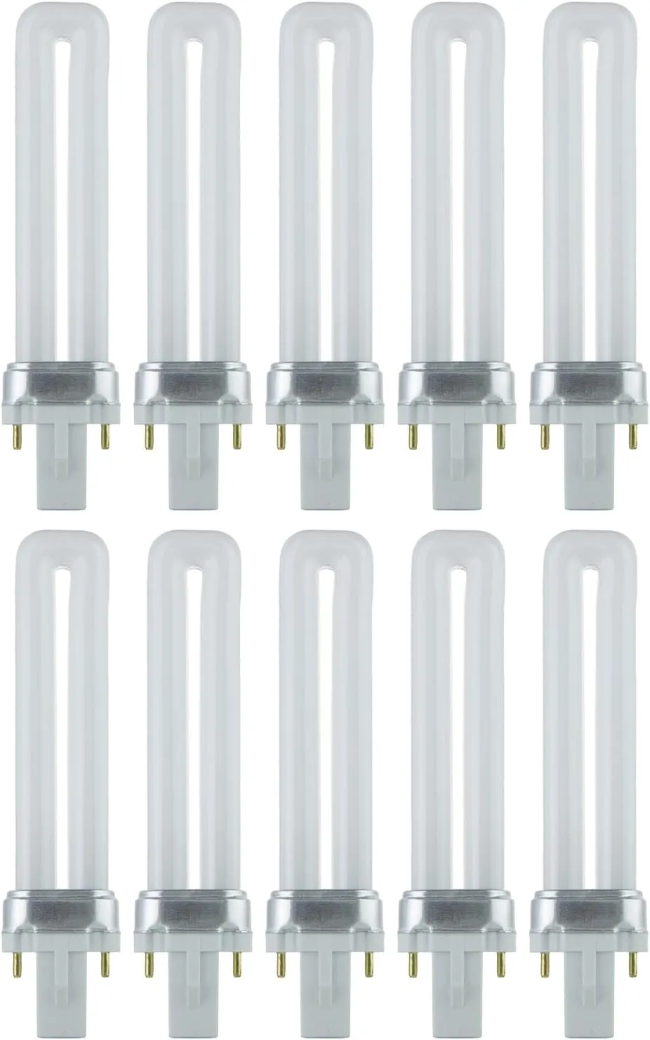 Sunlite 40501 PL7/SP41K Plugin U-Shaped Compact Fluorescent Lamp, 7 Watts, 360 Lumens, 4100K Cool White, 2-Pin (G23) Base, 10 Pack