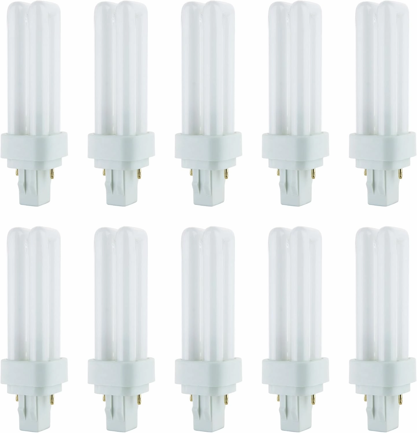 Sunlite 40538 PLD13/SP27K/10PK Double Twin Tube Compact Fluorescent Lamp, PLD 2-Pin, 13 Watts, 660 Lumens, 2700K Soft White, 2-Pin (GX23-2) Base, 10 Pack