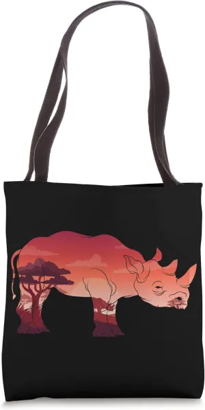 Sunset Pachyderm Africa Safari Rhinoceros Zoo Animal Rhino Tote Bag