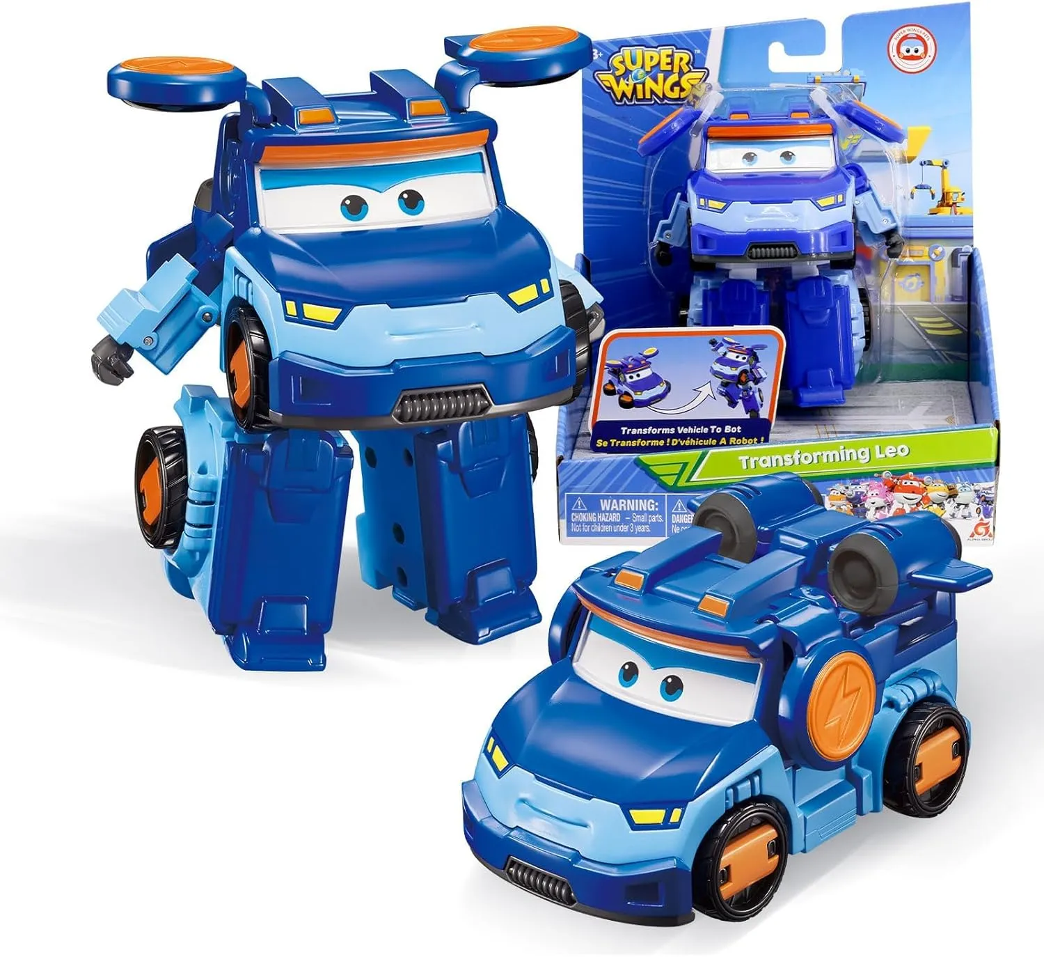 Super Wings Transformable Toys 5" Action Figure Supercharge Tobot Leo, 3 in 1 Rescue Bots Transforming Airplane Car Robot Toys, Educational Toys for Boys and Girls Age 3 , Gifts for Preschool Kids