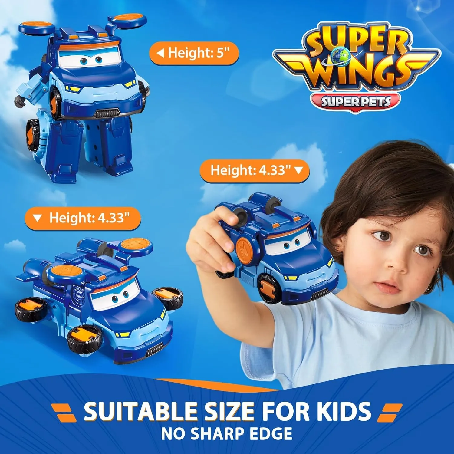 Super Wings Transformable Toys 5" Action Figure Supercharge Tobot Leo, 3 in 1 Rescue Bots Transforming Airplane Car Robot Toys, Educational Toys for Boys and Girls Age 3 , Gifts for Preschool Kids