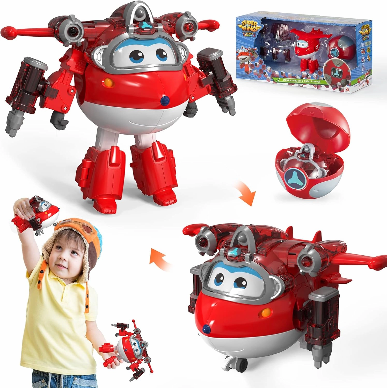 Super Wings Toys Action Figure 5" Transformer Jett Robot Airplane Toy Equipment Upgraded for Kids 3  Birthday Gifts for Kids