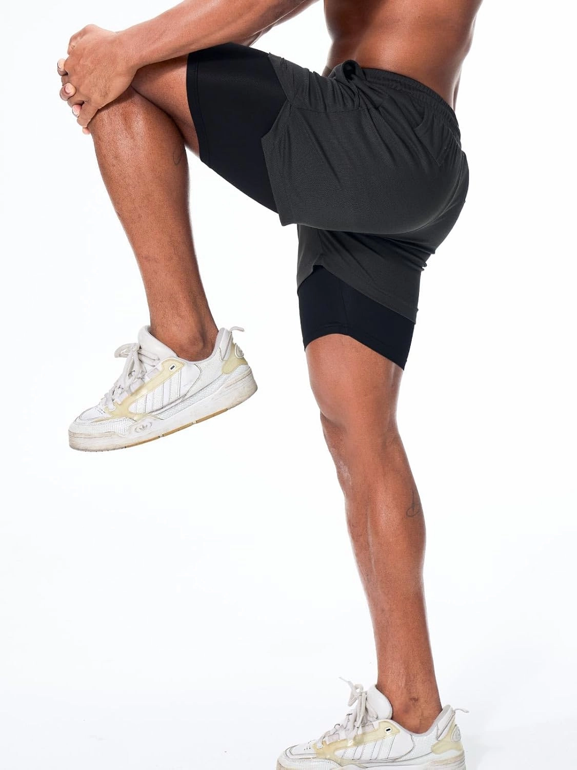 Surenow Men's Running Shorts Quick Dry Workout Gym Shorts Athletic 2-in-1 Stealth Shorts Outdoor Short for Men with Pockets
