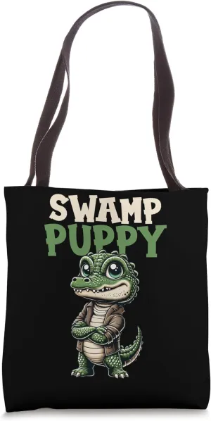 Swamp Puppy Alligator Reptile Gator Lover Funny Tote Bag