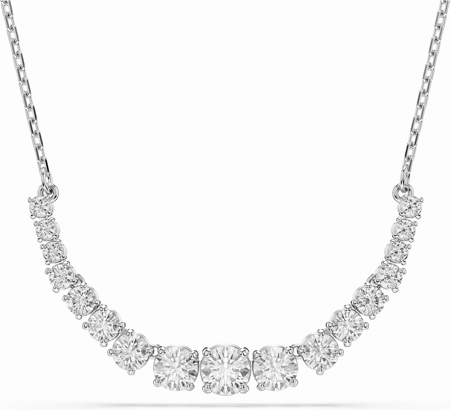 Swarovski Matrix Necklace, Gradient of Round cuts, Clear, Rhodium Finish