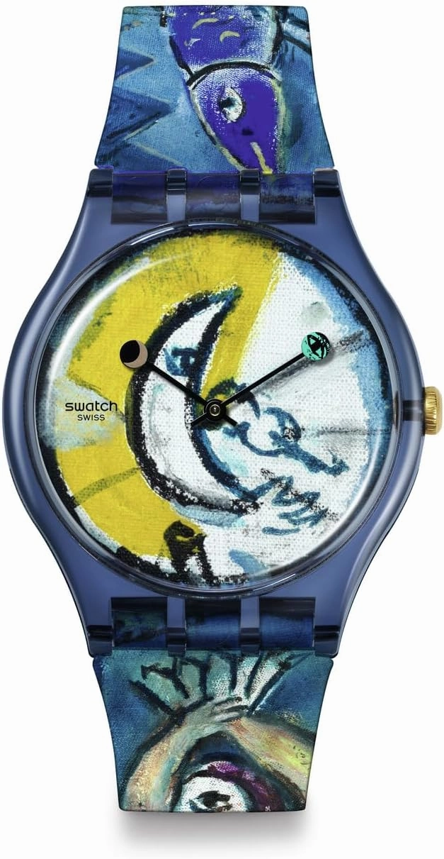 Swatch Unisex Casual Bioceramic Watch Blue Art Journey Chagall's Blue Circus