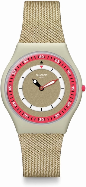 Swatch Unisex Casual Watch Beige Bioceramic Quartz Coral Dunes