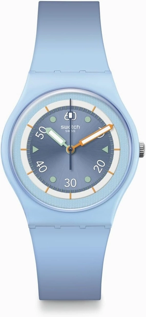 Swatch Unisex Casual Watch Blue Bioceramic Quartz Frozen Waterfall