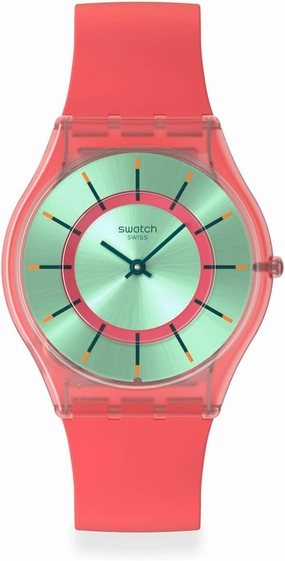 Swatch Unisex Casual Watch Red Bio-sourced Quartz Minty Mango Dream
