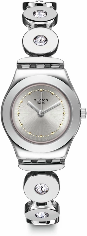 Swatch Women's Time (Core) Swiss Quartz Stainless Steel Strap, Gray, 12 Casual Watch (Model: YSS317G), Grey