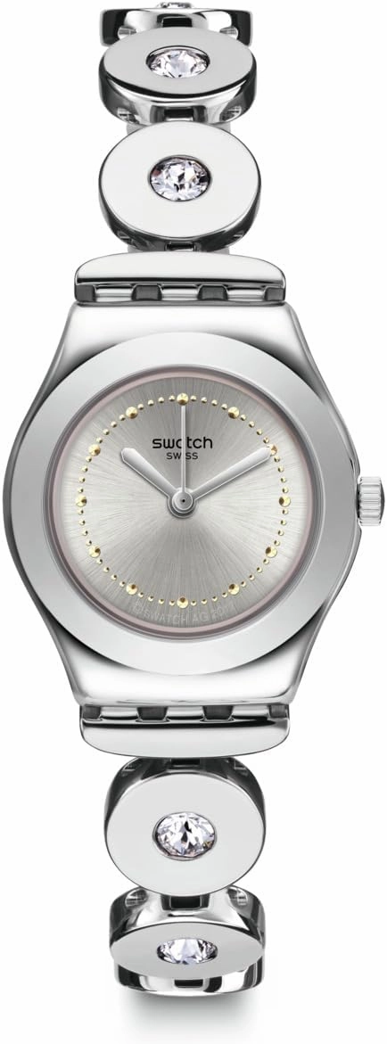 Swatch Women's Time (Core) Swiss Quartz Stainless Steel Strap, Gray, 12 Casual Watch (Model: YSS317G), Grey