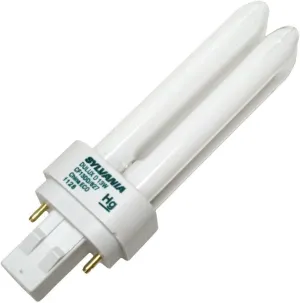 Sylvania 21117 (12-Pack) CF13DD/827/ECO 13-Watt Double Tube Compact Fluorescent Light Bulb, 2700K, 780 Lumens, 82 CRI, T4 Shape, GX23-2 Bi-Pin Base