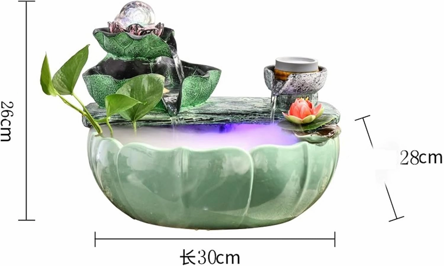 Tabletop Fountains Alpine Fountain Small Decoration Recycling Indoor Crystal Fish Tank Opening Gift Attraction Wealth Desktop Decoration Desktop Fountain Indoor Water Fountains (Size : M)